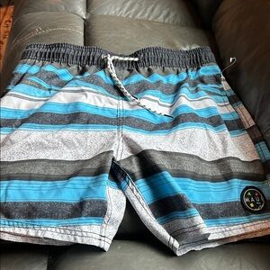 Maui and Sons Blue and Gray Striped Shorts
